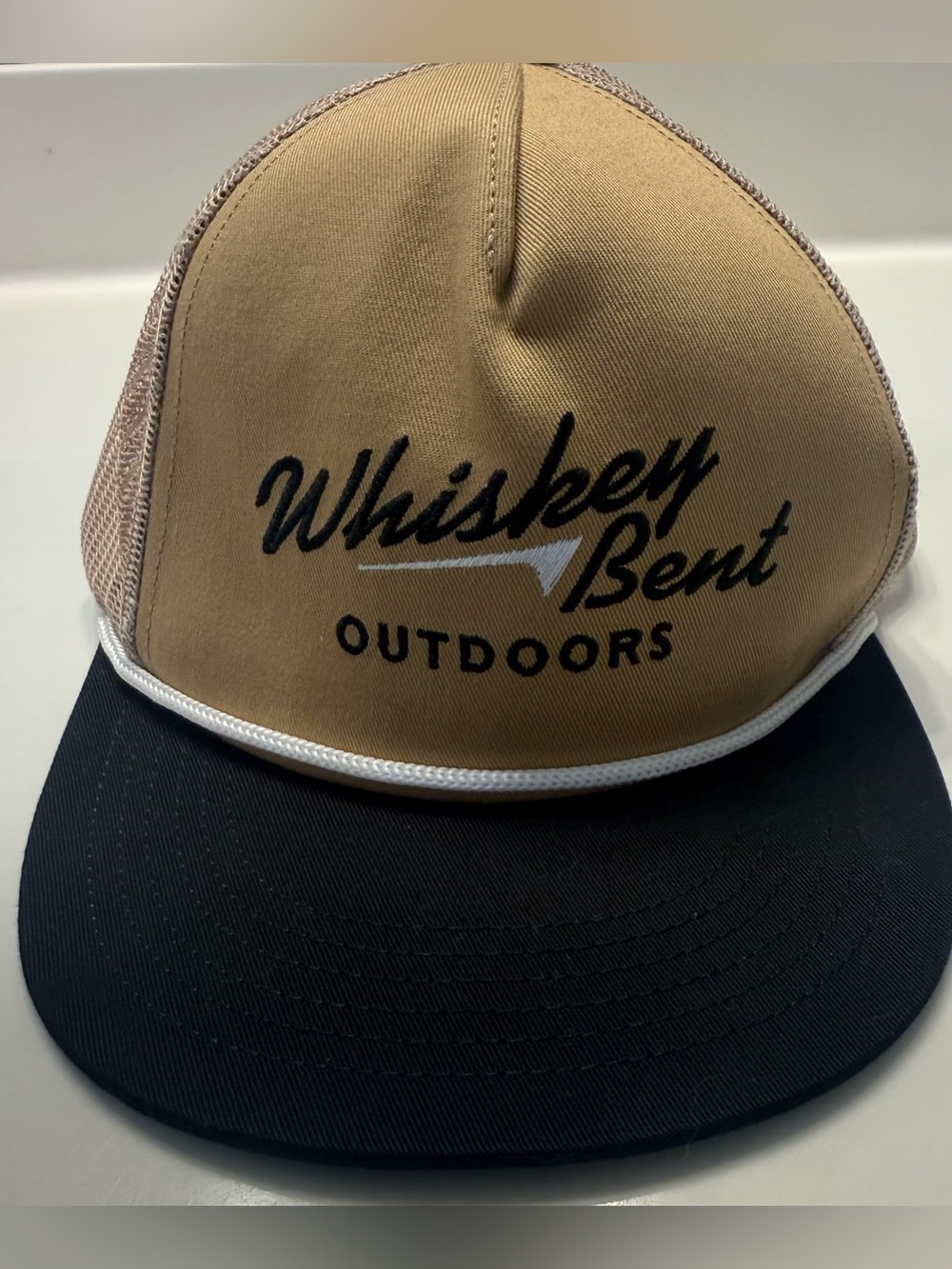 Whiskey Bent Hat Co WB Outdoors Tan/Black Trucker Mesh Back Adjustable Snapback